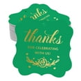 thumbnail image 1 of Inkdotpot Pack Of 100 Real Gold Foil Bracket Shape Paper Tags Thanks For Celebrating With Us Bridal Shower-Baby Shower-Retirement-Wedding-Birthday Favor Hang Tags, 1 of 7