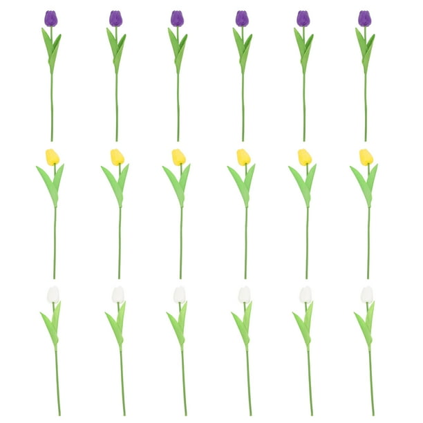 KAKOWELY Ramo de tulipanes falsos de 18 piezas, decoración de flores artificiales, decoración DIY, tulipanes falsos