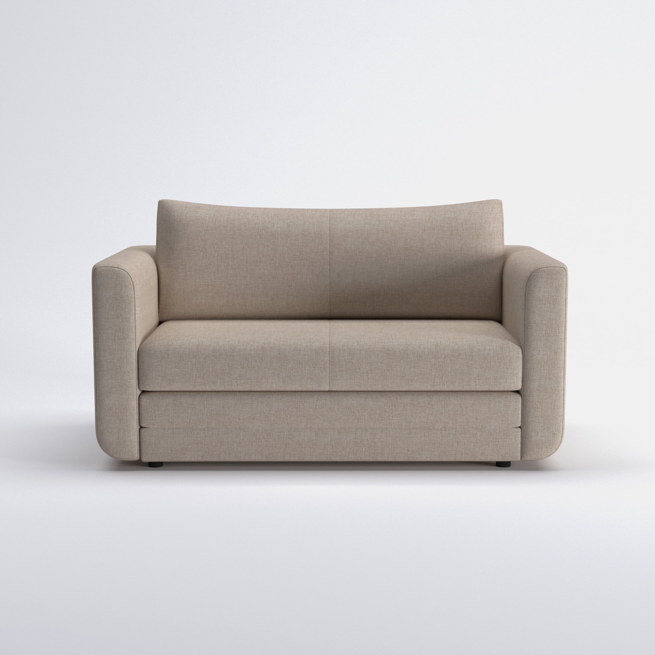A&D Home Afton Faux Linen Loveseat, 2 Person Compact Sleeper Sofa Bed, Beige