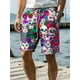 thumbnail image 3 of Bañador con estampado 3D de calavera y flores para hombre, estilo hawaiano, con cintura elástica y cordón, para vacaciones y playa, 2024, 3 of 5