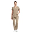 thumbnail image 2 of VV AVEORS Scrubs For Women Set Medical Uniform - V-Neck Top & Straight Leg Pants With Cargo Pockets, Unisex Workwear Khaki XL, 2 of 8