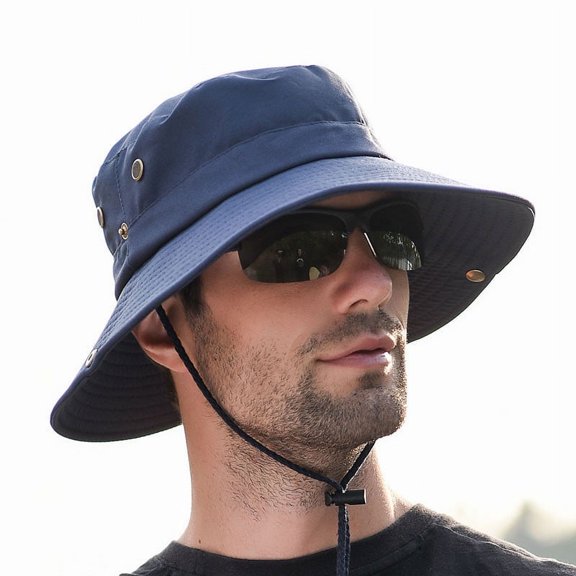 Dyfzdhu Men's Bucket Hat Outdoor Breathable Sunbonnet Anti-Uv Drawstring Fisherman Hat