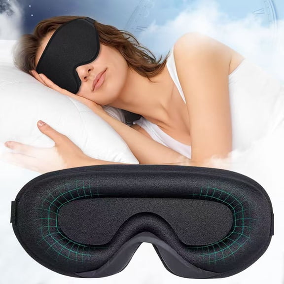 Weighted Sleep Mask, Women Men 3D Blocking Lights Sleeping Mask , Pressure Relief Night Sleep Eye Mask with Adjustable Strap, Eye Cover Blindfold for Travel Nap Yoga, Black