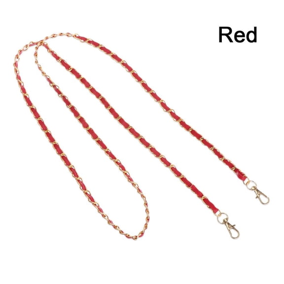 Sturdy Durable Bag Parts Replaceable Handbag Accessory Adjustable hardware Bag Chain Crossbody Bag Belt PU Leather Bag Strap Metal Purse Strap RED