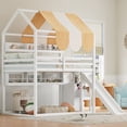 thumbnail image 2 of Newest Full Size Bunk Bed Solid Wood for Bedroom with Canopy, Slide and Bookshelves, White, 2 of 13