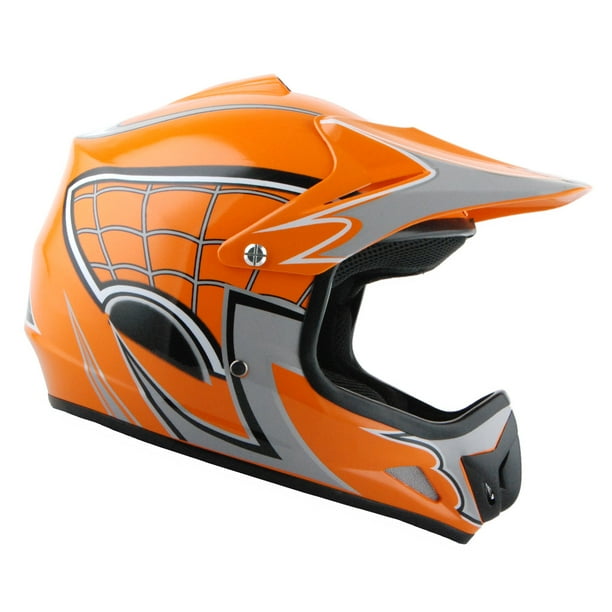 Wow Youth Kids Motocross Bmx Mx Atv Dirt Bike Helmet Spider Web Orange Hjoy Walmart Com