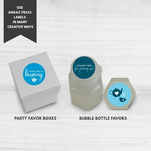 Thank You Baby Blue Tea Party Boy Baby Shower Hershey´s Kiss Favor Labels, 216-Pack