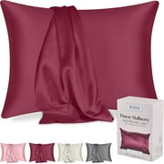 Beckham Hotel Collection Silk Pillowcase - Pack of 2 Queen Size - Purple/Wine