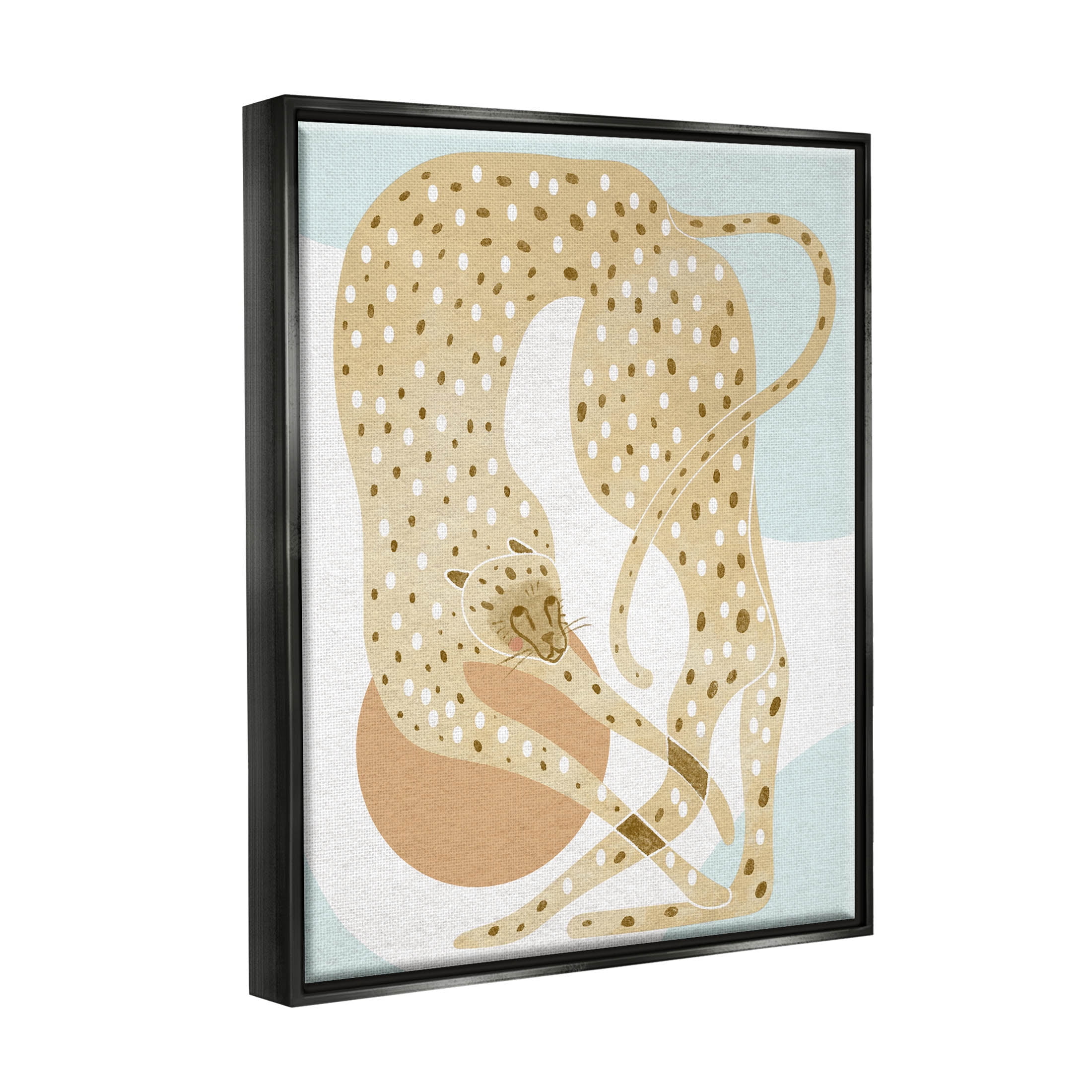 Contemporary Cheetah Shapes Animals & Insects Graphic Art Jet Black Framed Art Print Wall Art