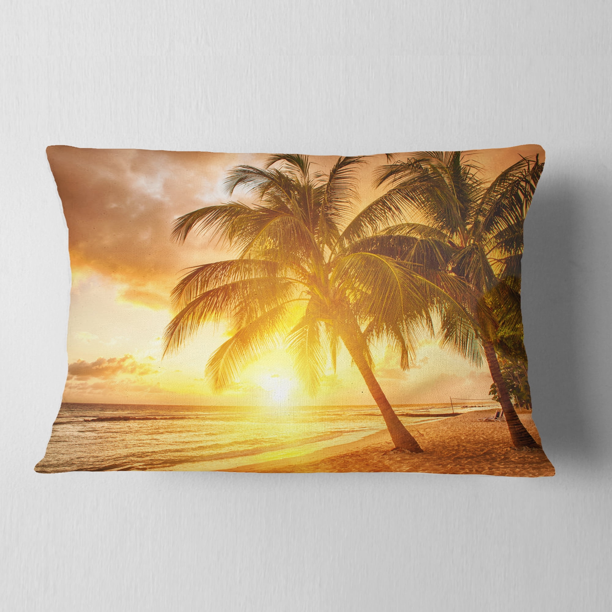 Designart 12" x 20" Multi-color Polyester Throw Pillow