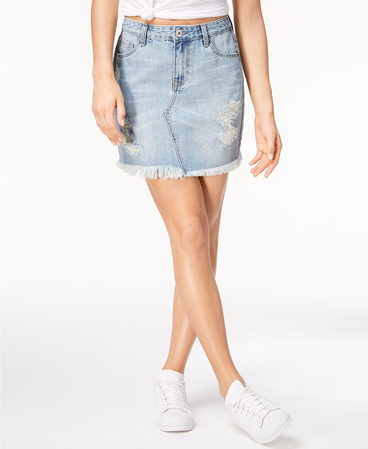 Vanilla Star High-Rise Denim Skirt Medium Wash 0 - Walmart.com