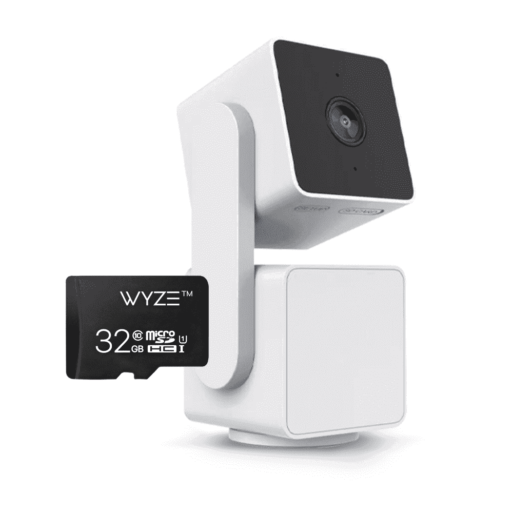 WYZE Cam Pan v3 Security Camera Bundle with FREE 32gb MicroSD Card, Indoor/Outdoor IP65 1080P 360° Pan/Tilt/Zoom, Wi-Fi Smart Home Security Camera with Motion Tracking for Baby & Pet, Color Night Vis