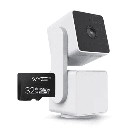 WYZE Cam Pan v3 Security Camera Bundle with FREE 32gb MicroSD Card, Indoor/Outdoor IP65 1080P 360° Pan/Tilt/Zoom, Wi-Fi Smart Home Security Camera with Motion Tracking for Baby & Pet, Color Night Vis