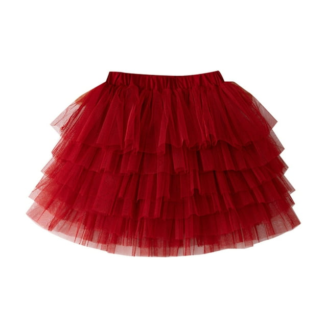 Robes Adolescentes Courtes Jupe Tutu Ballet en Maille Courte Princesse Performance Douce Robe de Demoiselle d'Honneur Rouge 8-9 Ans