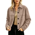 thumbnail image 2 of Tqcoqu Suede Jackets for Women,2026 Casual Button Down Cropped Jacket,Fall Long Sleeve Outerwear Coats Work Office Clothes, 2 of 4