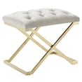 thumbnail image 2 of Contemporary Velvet and Stainless Steel Bench Ivory and Gold, 2 of 6
