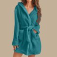 thumbnail image 1 of RXIRUCGD Robe de Nuit en Polaire Douce à Manches Longues Col en V avec Ceintures et Poches pour Femmes (Vert Armée, Taille : 3TG), 1 of 7