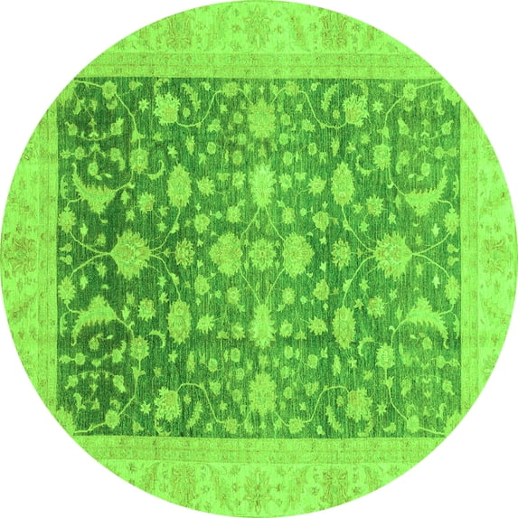 Ahgly Company Indoor Round Oriental Green Modern Area Rugs, 3' Round