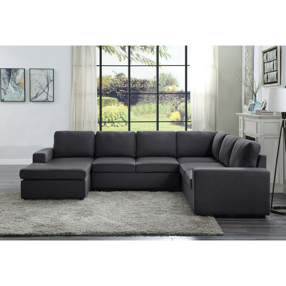 120.5" Gray Warren Sectional Sofa with Reversible Chaise