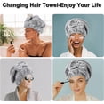 thumbnail image 6 of 2 Pack Microfiber Hair Towel Cap, Quick Drying Cap Soft Absorbent Towel and 2 Combs for Curly Long Thick Dry, 6 of 7