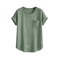 thumbnail image 2 of TaTaai 2026 Summer Womens V Neck Button Front Tee Short Sleeve Loose Blouse Casual Solid Color Fashion Top Linen Texture Polyester Daily Shirt Gift, 2 of 4