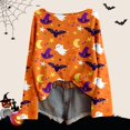 thumbnail image 2 of JUjie Pumpkin Sweatshirt for Women Round Neck Novelty Halloween Pullover Casual Fall Daily Halloween Tops Z43 Orange S, 2 of 4