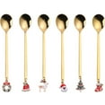 thumbnail image 1 of Cuchara de café navideña de acero inoxidable, 6 uds., helado, sopa, azúcar, postre, cucharaditas, agitador mezclador, vajilla de cocina, 1 of 5