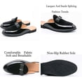 thumbnail image 4 of Men's Bowtie Patent Leather Slip-On Mules Slippers,Flats Stylish Formal Backless Loafers Work Slides Casual Half Loafers Sandals, 4 of 7