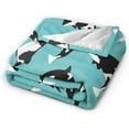 thumbnail image 3 of Killer Whale Blanket Soft Warm Bed Bedding Throw Blankets Cool Boys Gifts for Couch Bedroom Sofa Office Car, All Season Cozy Flannel Plush Blanket for Kids Adults, 50"X40", 3 of 6