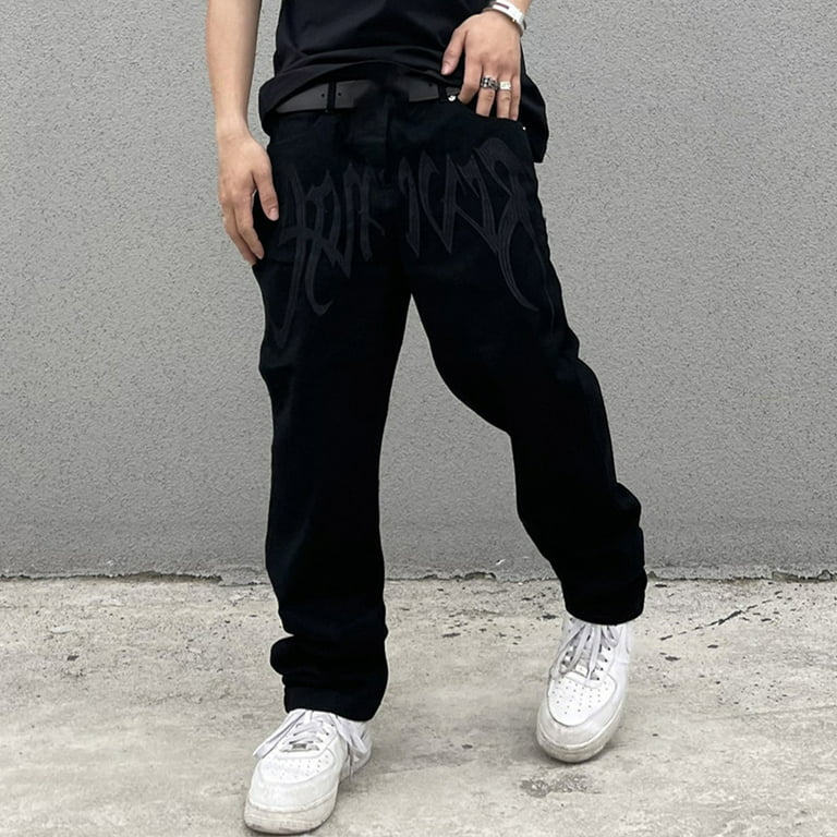 heldig Male software Men Baggy Printed Jeans Hip Hop Teenager Boy Streetwear Skateboard Y2K  Trousers - Walmart.com