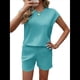thumbnail image 2 of Conjunto de Pijama de Dos Piezas para Mujer, de Punto, con Mangas y Suéter Suave Azul S, 2 of 9