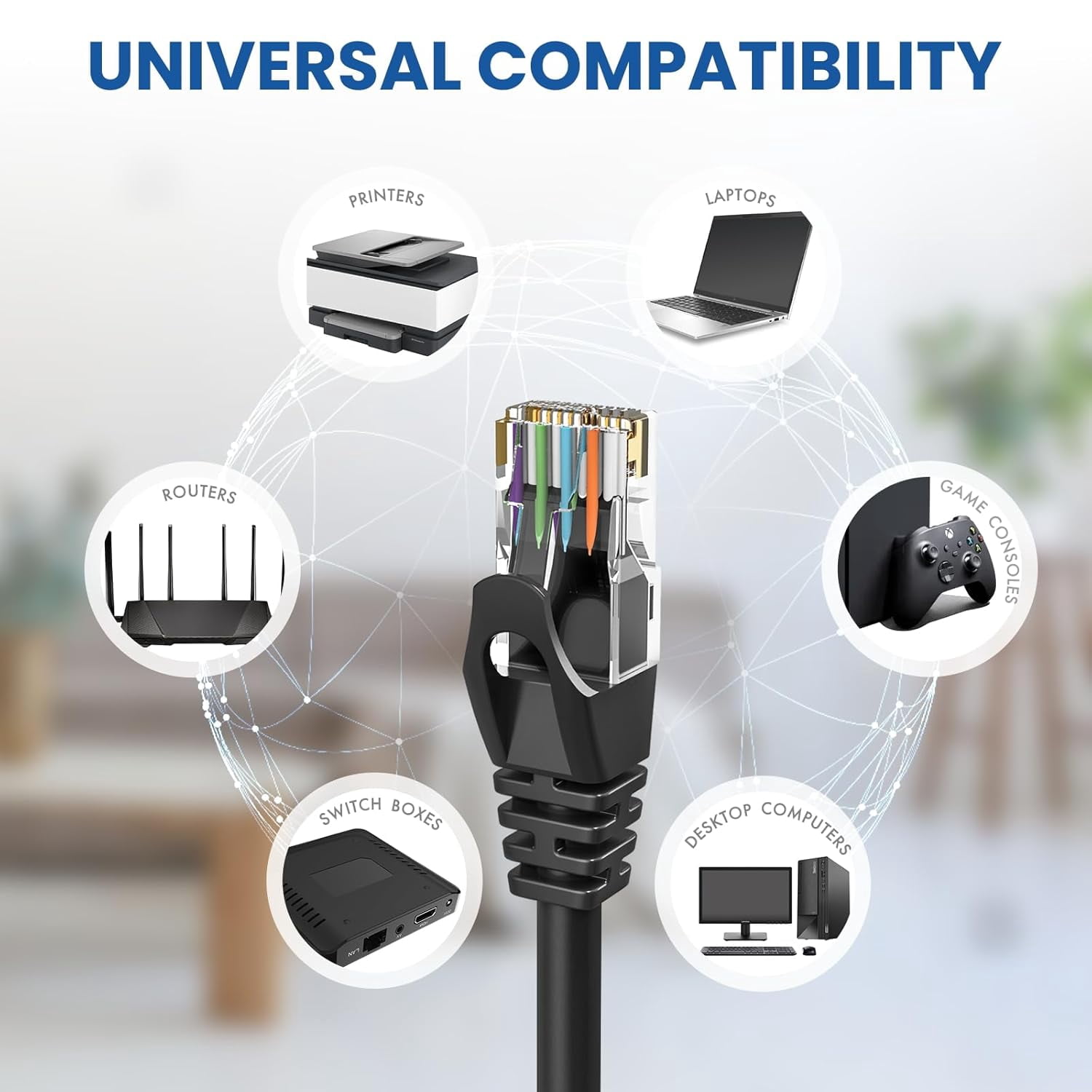 Ultra Clarity Cables Cat6 Ethernet Cable,RJ45, LAN, UTP for Ps4, Ps5, and Xbox, Black, 100ft, for New Year 2026