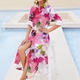 thumbnail image 5 of Watercolor Flowers Pink Fuchsia Long Sleeved Shirt Dress prom dresses dresses women summer 2024, 5 of 7