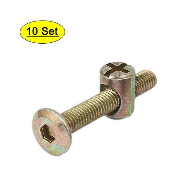 Unique Bargains M6 x 40mm Hex Drive Socket Cap Furniture Bolt w M6 x 13mm Nut 10 Set