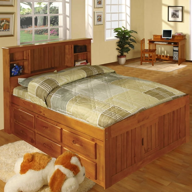 460 x 460 jpeg 43 кб. american furniture classics model 2121 12 bch solid pine bookcase headboard full captains bed with 12 underbed drawers in honey