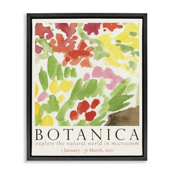 Stupell Industries Botanica Floral Museum Plants & Flowers Painting Black Floater Framed Canvas Art Print Wall Art, 17 x 21