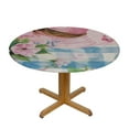 thumbnail image 3 of PIKWEEK Fitted Tablecloth for Round Table,Spring Easter Egg Tulip Floral Butterfly Table Cover with Elastic Edge Waterproof Table Cloth,Flower Pink Buffalo Plaid Circle Table Covers for Kitchen, 3 of 7