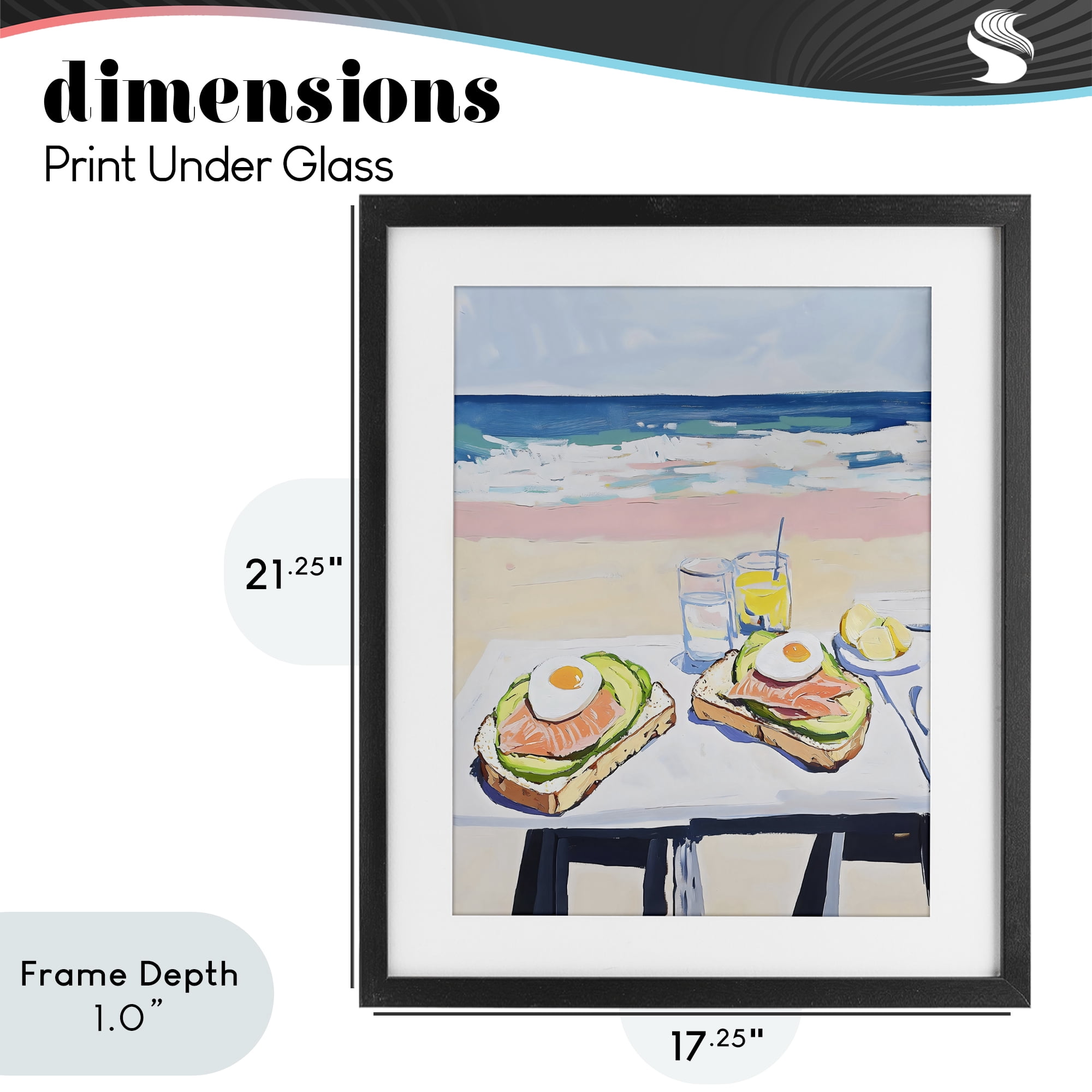 Stupell Industries Avocado Toast at Beach Black Framed Print Under Glass, design by The Prints Vibe
