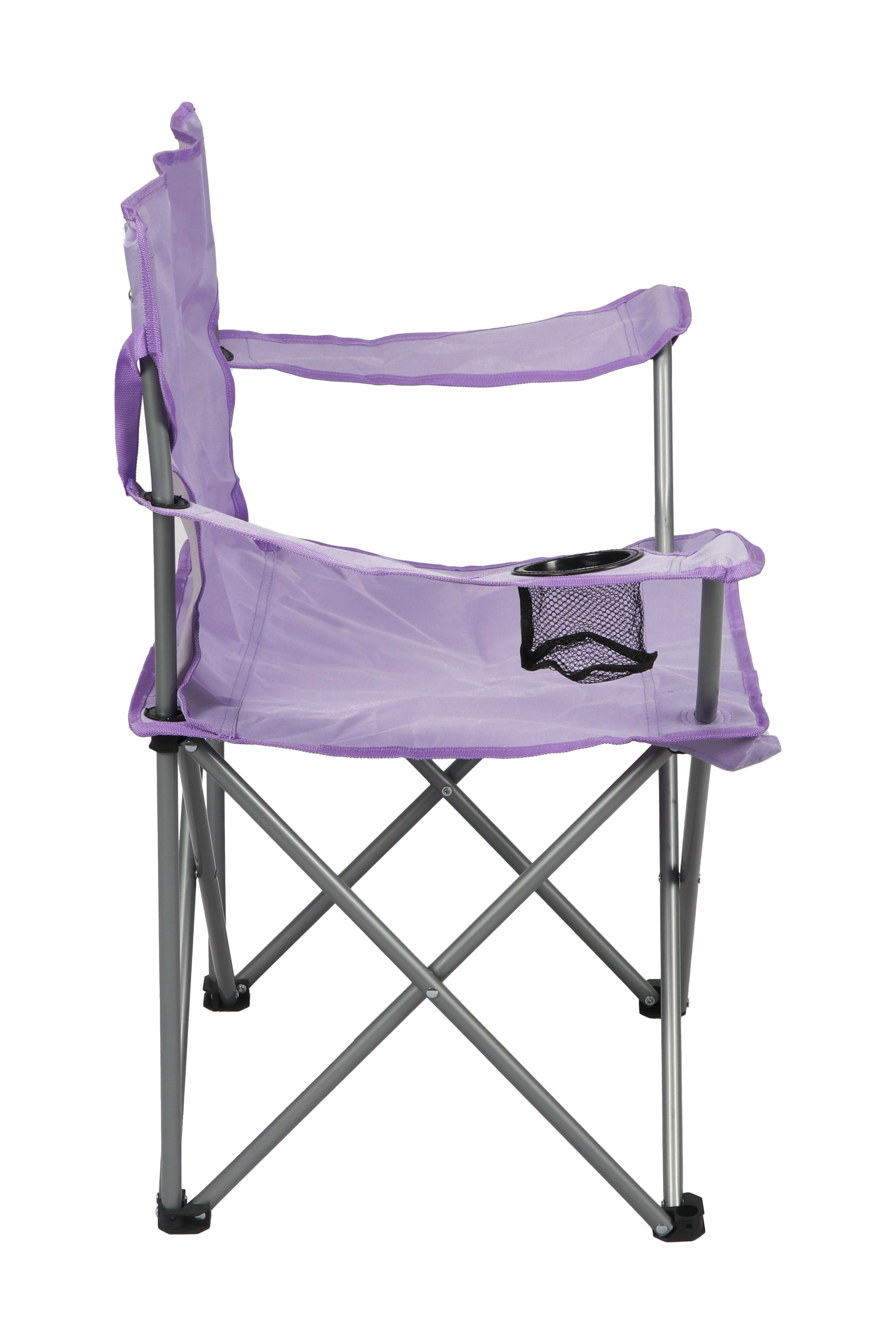 Ozark Trail Basic Quad Folding Camp Chair with Cup Holder, Lavender, Adult