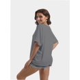 thumbnail image 4 of Oversized T Shirts for Women Short Sleeve Loose Fit Crewneck Summer Tops Casual Basic Rolled Sleeves Tee Shirt, 4 of 4