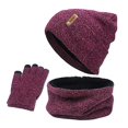 thumbnail image 1 of Sombreros, bufandas, bufandas, guantes de pantalla táctil para hombres y mujeres más juego de tres piezas de terciopelo para mantenerse calientes en invierno, 1 of 4