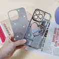 thumbnail image 4 of Compatible with iPhone 14 Pro Max Case Luxury Shiny Plating Cute 3D Love Heart Pattern Glitter Cover Shockproof Camera Protection Bling Case for iPhone 14 Pro Max Women Girls-Sliver, 4 of 13