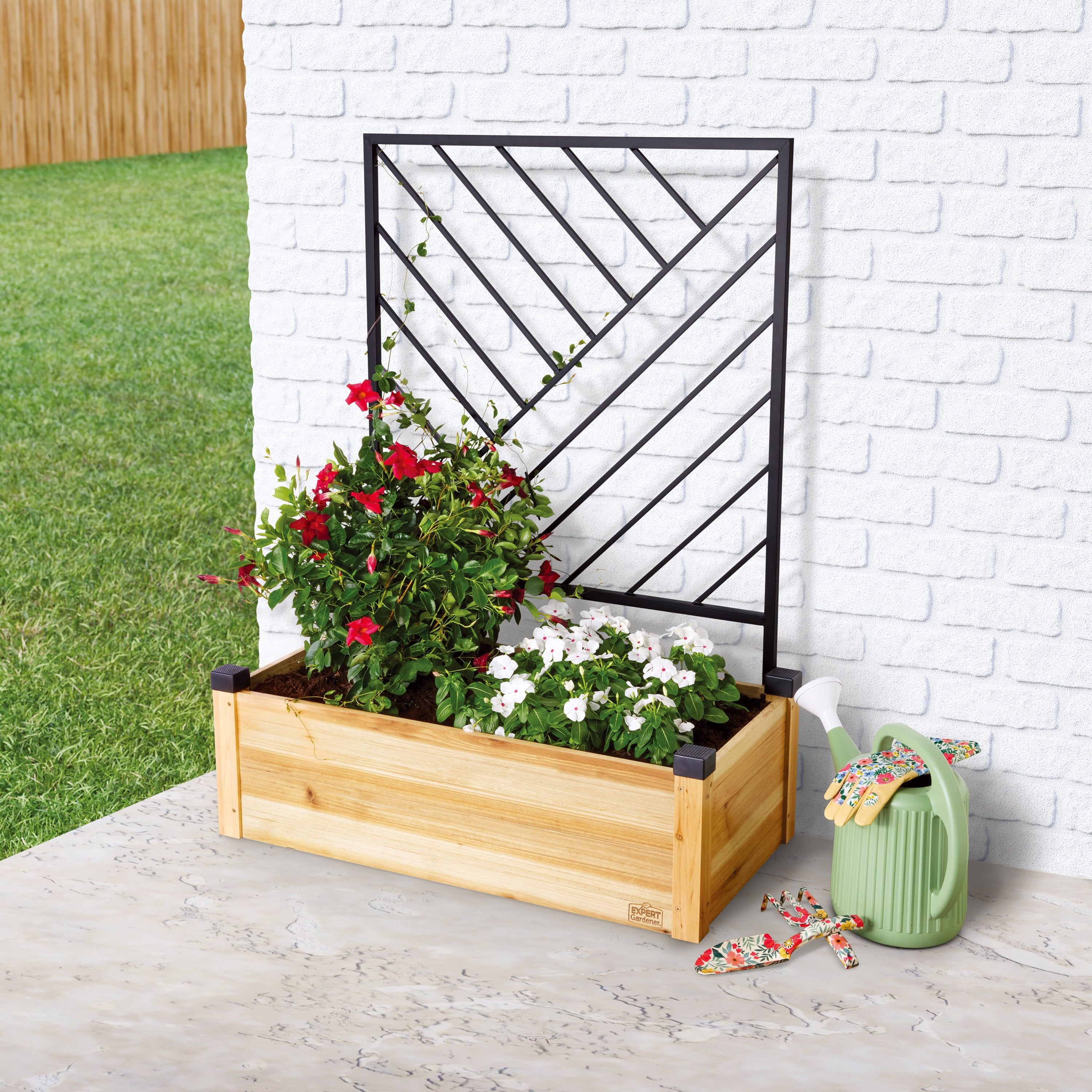 Expert Gardener Wooden Raised Bed with Metal Trellis, 2.6 CU FT