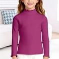 thumbnail image 2 of Girls Lettuce Trim Neck Long Sleeve Shirts Girls Long Sleeve Tops Size 14-16 Casual Slim Fit Solid Base Layer Tops Tees(Size 5-6 Years,Dark Purple), 2 of 4