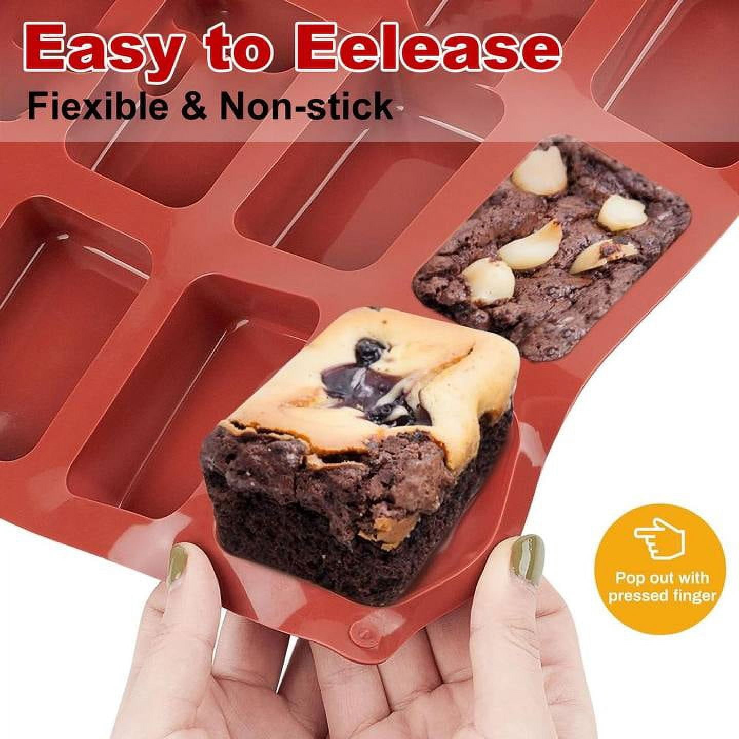Silicone Mini Loaf Pan - [4PCS] 12 Cavity Mini Bread Pan Brownie Pan, Nonstick Silicone Molds for Brownie, Cornbread, Cheesecake or Cupcake