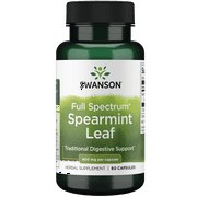 Swanson Spearmint Leaf (Mentha Spicata) - Full Spectrum Herbal Supplement Supporting Digestive Health & Mild Stomach Issues - (60 Capsules, 400mg Each)