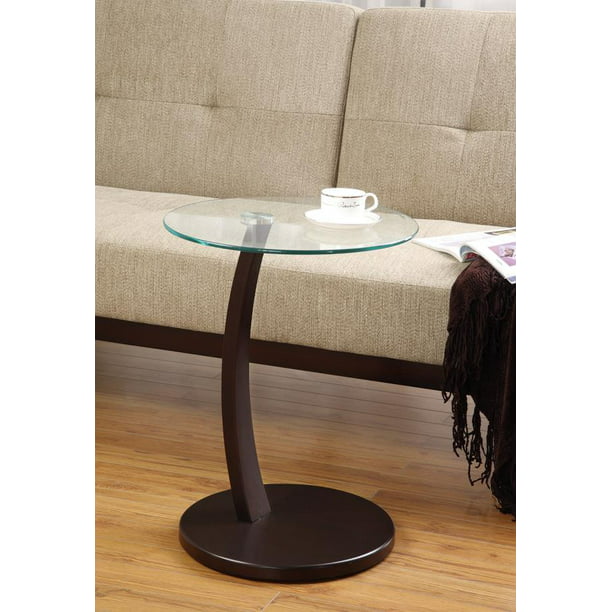 Casual Round Top Glass Accent Table, Round Accent Table With Glass Top