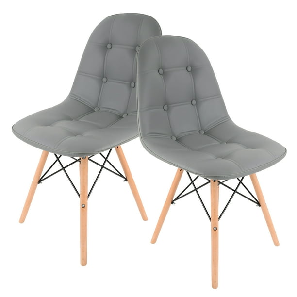 Set De Sillas Estilo Eames Tapizadas En Vinipiel Gris GN-PUEC01