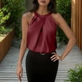 thumbnail image 2 of hotojiny Women's Silk Satin Tops Summer Sleeveless Crew Neck Business Casual Outfit Work Dressy Shirt, 2 of 7