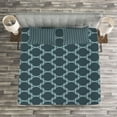 thumbnail image 3 of Ambesonne Quatrefoil Quilted Bedspread Set 3 Pcs, Antique Shaped Lines, Queen Size, Slate Blue and Pale Blue, 3 of 3